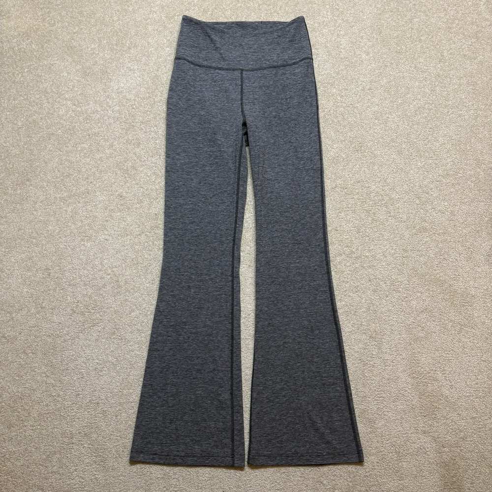 Lululemon Groove Flare Pants Womens 8 Gray High Rise Leg Knit Lounge Yoga Gym